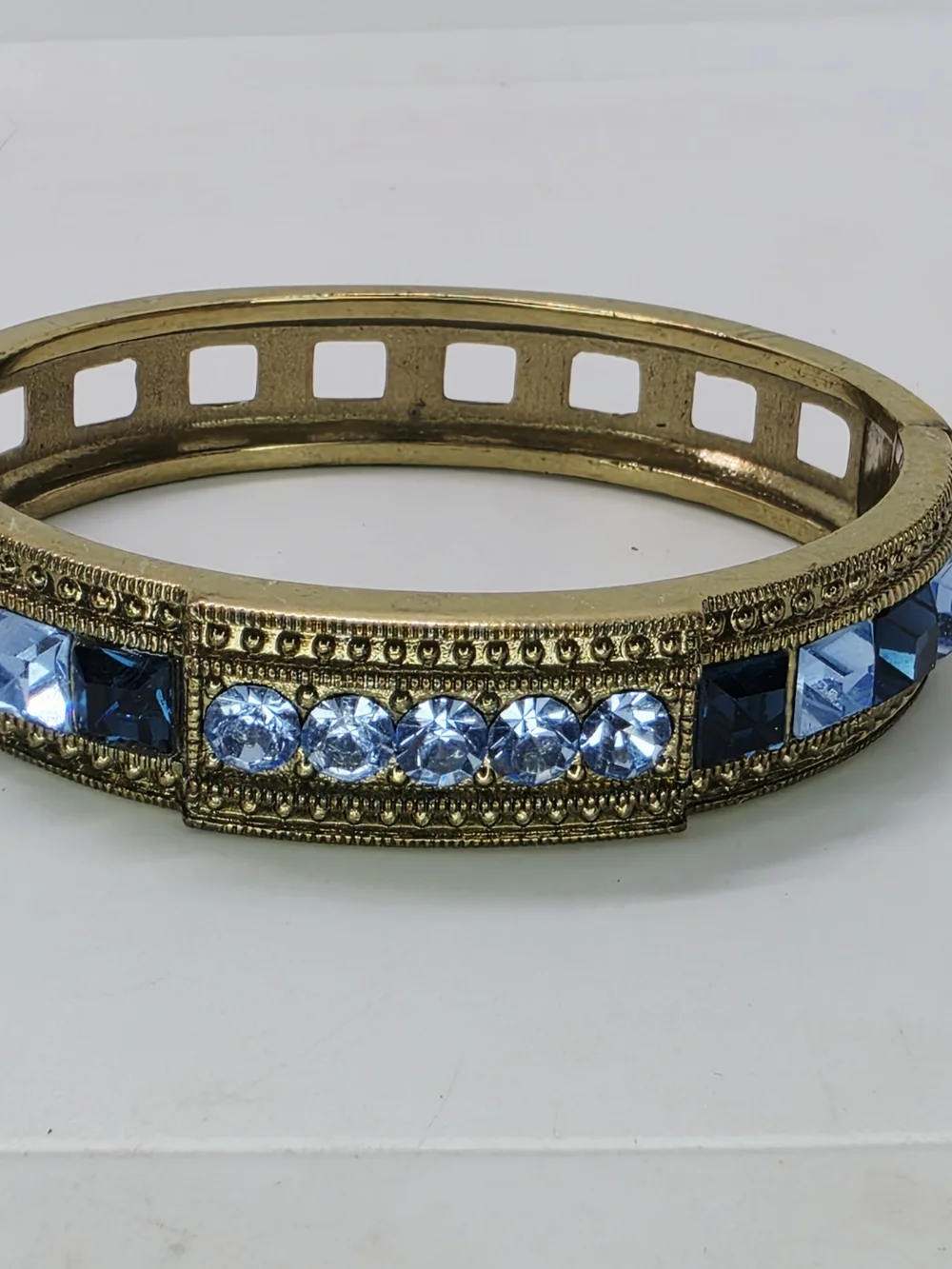 Heidi Daus Lot Of 3 Tantalizing Art Deco Hinged Bangle Bracelet Swarovski Stack